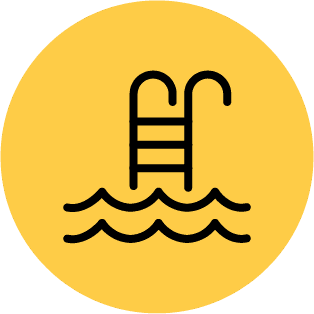 Icon of a swimming pool ladder, symbolising the benefits of installing solar panels for hospitality and leisure businesses.