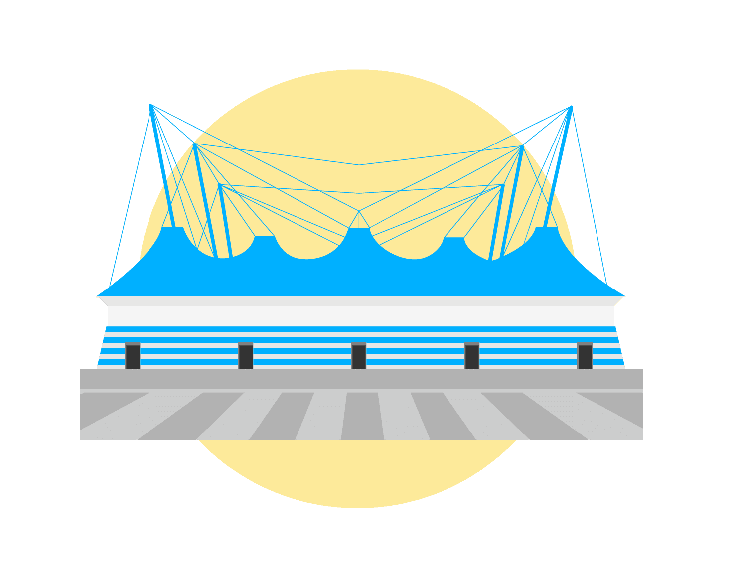 Illustration of an arena, representing how Utilita Business supports leisure businesses reduce energy costs with solar.